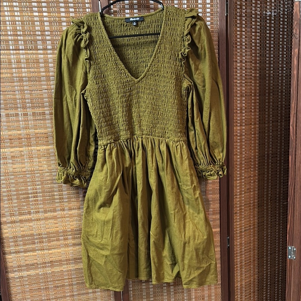 Madewell Olive Smocked Dress
